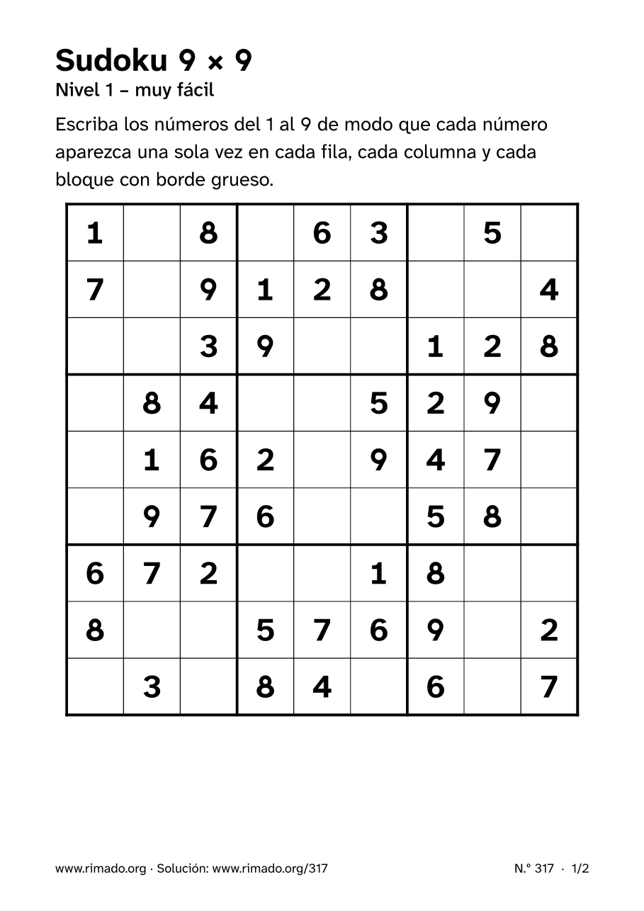 Vista previa de la hoja impresa: Sudoku 9 × 9, n.º 317